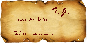 Tisza Jolán névjegykártya
